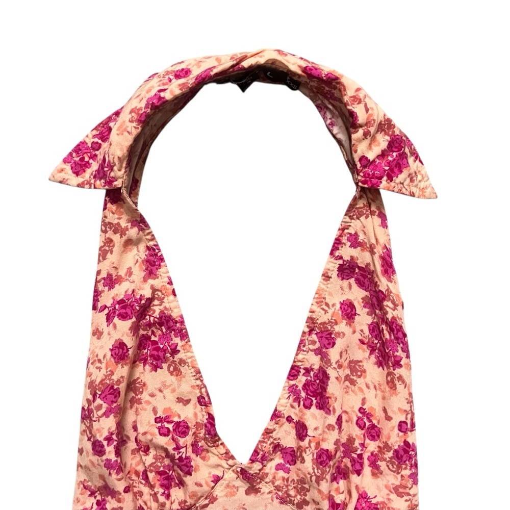 Motel Rocks Floral Pink Orange Halter Crop Top Size XXS - Picture 3 of 5